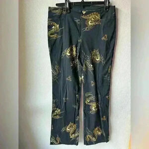 Vintage‎ Lucent Studio Dragon print Black Pants Size L